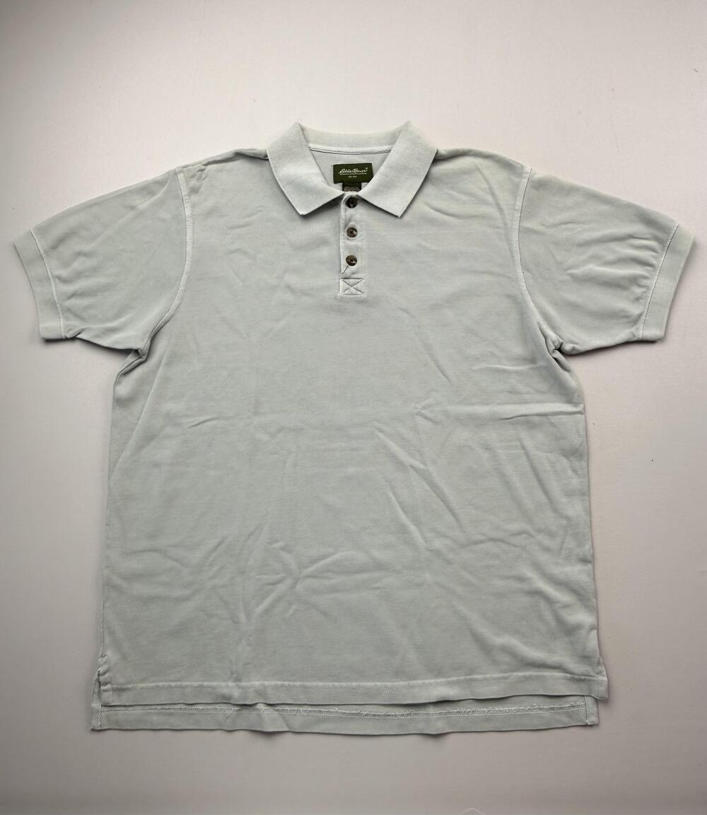 Eddie Bauer Polo Shirt Mens Large Gray Solid Short Sleeve Casual Cotton Knit